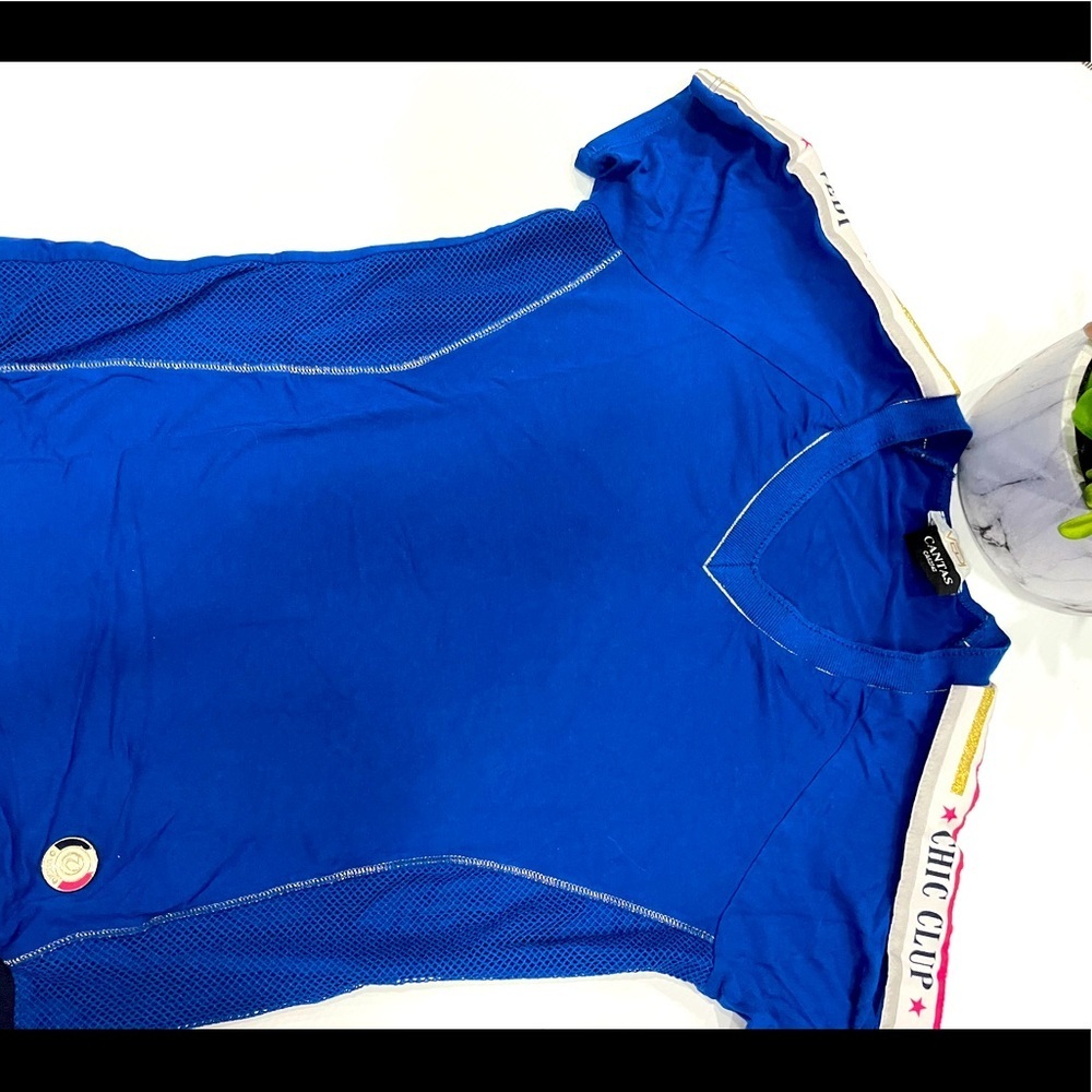 T49- Vedi By Cantas V-neck Royal Blue Top Size S
